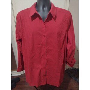 NWT Zac & Rachel Women's Long Sleeve Button-Down Red Collar Shirt Size XL New